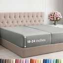 Extra Deep Split King Fitted Sheet - Hotel Luxury Single Fitted Sheet Only - Easily Fits 18 to 24 inch Mattress - Ultra Soft, Wrinkle Free w/Extra Deep Pockets - Breathable & Comfy - Heathered Grey