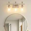 Bathroom Light Fixtures (3-Light, 19 Inch), Brushed Nickel Vanity Lights for Bathroom with Clear Wine Glass Glass Shade, Modern Vanity Wall Lights for Mirror Bedroom Living Room Kitchen Hallway Porch