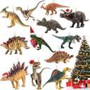 Amyhill 36 Pcs Christmas Dinosaur Ornament Wood Dinosaur Hanging Ornament Christmas Tree Topper Ornaments for Kids Boys Xmas Tree Party Holiday Decoration