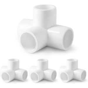 4 Way PVC Pipe Fittings 1/2 Inch, Zernmiarder White PVC Elbow Corner Side Outlet Tee Fitting, SCH40 Furniture Grade Pipe Connectors - Fits 1/2" Polyvinyl Chloride Pipes, 12 Pieces