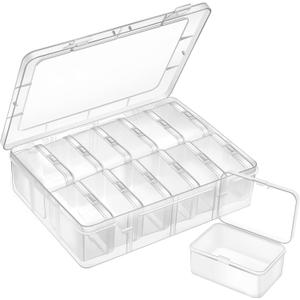 Small Plastic Storage Box, 15 Pieces Plastic Storage Cases Bead Organizers Boxes with Lid Mini Rectangles Boxes Craft Supply Case Bead Containers for Organizing (Big Box1 Pack)