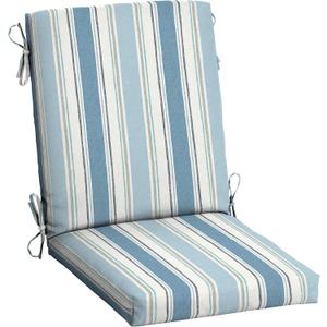 Arden Outdoor Dining Chair Cushion, 20 x 20, Rain-Proof, Fade Resistant, French Blue Linen Stripe