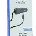 ZGear High Power Lightning Cable Car Charger - Black, 2 Pack