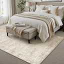 Washable Area Rug Beige Modren Neutral Living Room Bedroom Indoor Carpet Farmhuose Non Slip Low Pile Soft Under Table Throw Rug for Dining Room Office Decor