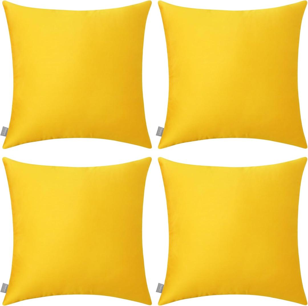 4-Pack 100% Cotton Comfortable Solid Decorative Throw Pillow Case,Thmyo Square Cushion Cover Pillowcase Sublimation Blank Pillow Covers DIY Throw Pillowcase for Couch Sofa(18x18 inch/ 45x45cm,Yellow)