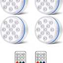 Pool Light Underwater Swimming Pool Lighting Wireless Submersible LED Light IP68 Outdoor Spotlight for Aquarium Fish Tank Pond(4 Light 2 Remote,7CM)
