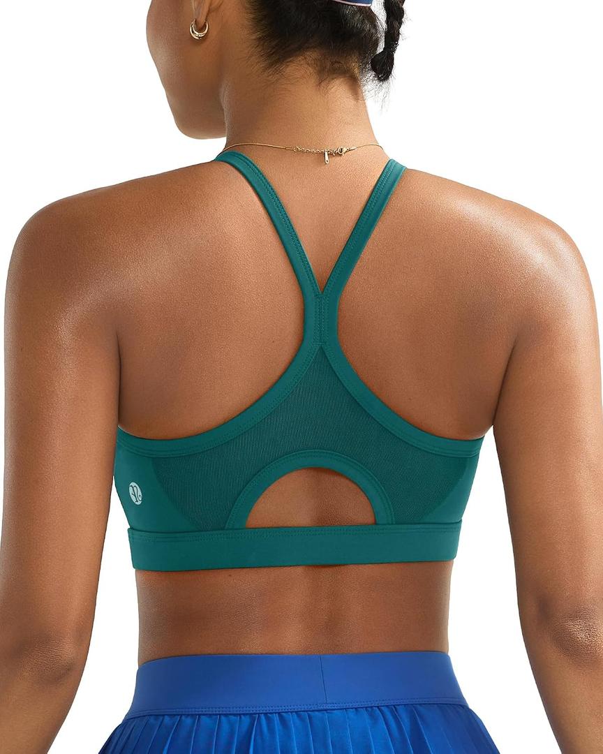 RUNNING GIRL Sports Bra for Women,Y Back Molded Cup Medium Impact Sports Bras with Sewn in Pads (Green, XXL)
