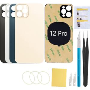 Back Rear Screen Glass Replacement Cover Compatible with iPhone 12 Pro 6.1-Inches All Carriers (Gold)
