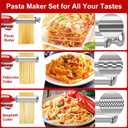 3PCS Pasta Maker Attachment for All Kitchenaid Stand Mixers, Stainless Steel Pasta Attachments Include Spaghetti Cutter & Fettuccine Cutter, Pasta Roller with 8 thickness knob