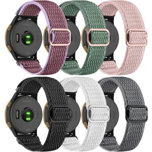 6 Pack Stretchy Bands Compatible with Garmin Vivoactive 6/Vivoactive 5/3/Venu/Venu Sq/Venu 2 Plus,20mm Elastic Watch Strap Loop Wristband for Garmin Forerunner 165/55/645/245 Music Women Men