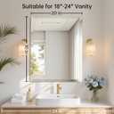 16x24 Inch Rectangle Frameless Mirror, Beveled Bathroom Mirror, Frameless Wall Mirror with 1" Beveled Edge for Bathroom Vanity, Entryway, Living Room