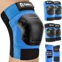 Tanden Skateboard Protective Gear Knee Pads and Elbow Pads Set, Elbow and Knee Pads for Roller Skating Wrist Guards Skateboarding Pads (Child (3-9 years), Blue)
