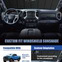 Windshield Sun Shade for Chevrolet Silverado/GMC Sierra 2019-2026 Specific | Custom-fit Precise Coverage Blocks Heat Keep Interior & Dashboard Cool Silver Coating Fast Set Up Travel Daily Commuting