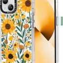 for iPhone 13 Case and iPhone 14 Case, [Sunflowers] Cool Aesthetic Pattern for Women, [11FT Military-Grade Drop Tested] Slim Crystal Clear Shockproof TPU Bumper Phone Cover, 6.1"