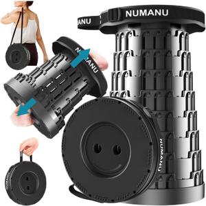 NUMANU 2025 Upgraded Collapsible Stool, Max 620lbs 2.5"-18" H Adjustable Portable Folding Stool for Adults, Retractable Foldable Telescopic Seat Camping Chair or Footrest (1PK Hard Seat)