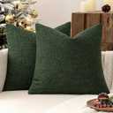 MIULEE 18x18 Inch Decorative Pillow Covers for Couch Bed Set of 2 Textured Boucle Neutral Throw Pillow Covers Dark Green Accent Solid Pillowcases Sofa Living Room Home Decor