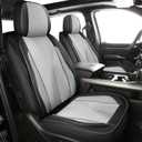 LINGVIDO Waterproof Faux Leather Seat Covers Fit for 2009-2024 Dodge Ram 1500 2500 3500 Seat Cushion Protector Truck Pickup Crew Quad Cab with Split Bench 40/60(Black+ Gray, Full Set Curved Back)