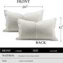 Decorative Linen Cotton Pillow Covers Embroidery Plaid Lumbar Farmhouse Throw Pillows Cases Check Cushion Cover Sham for Couch Sofa Chair Bed Living Room Home Decor, 2012 Inch 2 Pack White