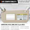 Left Driver Side Beige Sun Visor for 2006-2013 Toyota RAV4, Sunvisor with Vanity Light Replacement 74320-42501-B2