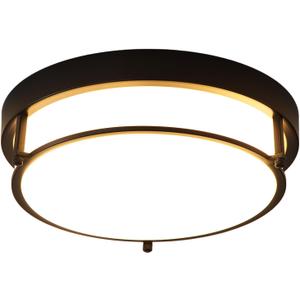 12 inch Black Flush Mount Ceiling Light, 2-Light Modern Light Fixtures Ceiling Mount for Kitchen Entryway Bedroom Hallway, E26 Socket