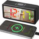 Cabilock Led Wood Digital Alarm Clock with RGB Color Changing Manual DST Adjustment Weekday Display Compact Electronic Desk Clock for Bedroom and Office