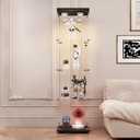 LFT HUIMEI2Y Glass Display Cabinet with LED Lights and Lock, 4-Shelf Curio Cabinets with Door, Tempered Glass Collection Display Showcase for Bedroom, Living Room 65x 17x 14.5 Black