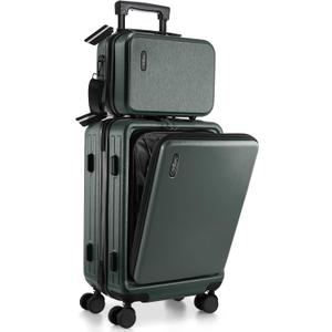 TRAVELARIM 20 Inch Carry On Luggage 22x14x9 Airline Approved, Carry On Suitcase with Wheels, Hard-shell Carry-on Luggage, Durable Luggage Carry-On, Green Small Suitcase with Cosmetic Case