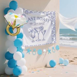 Coastal Bachelorette Decor Last Toast On The Coast Backdrop Balloon Banner Beach Bachelorette Party Decorations Bach Party Supplies