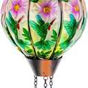 DREAMSOUL Hummingbird Hot Air Balloon Solar Lantern, Hanging Solar Lanterns Outdoor with Flickering Flame Light, Metal & Glass Solar Lanterns Outdoor Waterproof for Patio Yard Decor