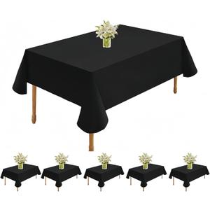6 Pack Black Table Cloths for 6 Foot Rectangle Tables 60x102 Inch Cloth Tablecloths for Rectangle Tables Washable Polyester Table Covers Fit Wedding Reception Banquet Party Buffet Restaurant