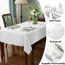 SASTYBALE Jacquard Tablecloth Rectangle Damask Pattern Table Cloth Spillproof Wrinkle Resistant Polyester Table Cover for Indoor and Outdoor Use (Rectangle/Oblong, 60" x 102" (8-10 Seats), White)