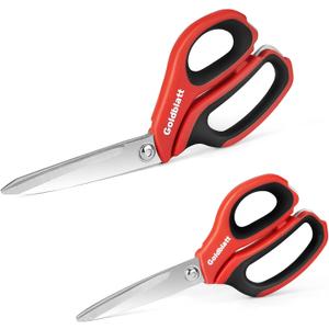 Goldblatt 2PCS Heavy Duty Scissors, Multipurpose Shop Scissors with Stainless Steel Blade and Comfortable Handle, Easy Cutting Cardboard, Wires, Leather, Fabric