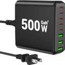 500W USB C Charger Block, 8-Port USB C Charging Station Fast Charging PD 120W PC Laptop Charger Adapter Compatible with MacBook Pro/Air/All iPad,DELL, iPhone 16/15/14/13/Pro Max/Galaxy