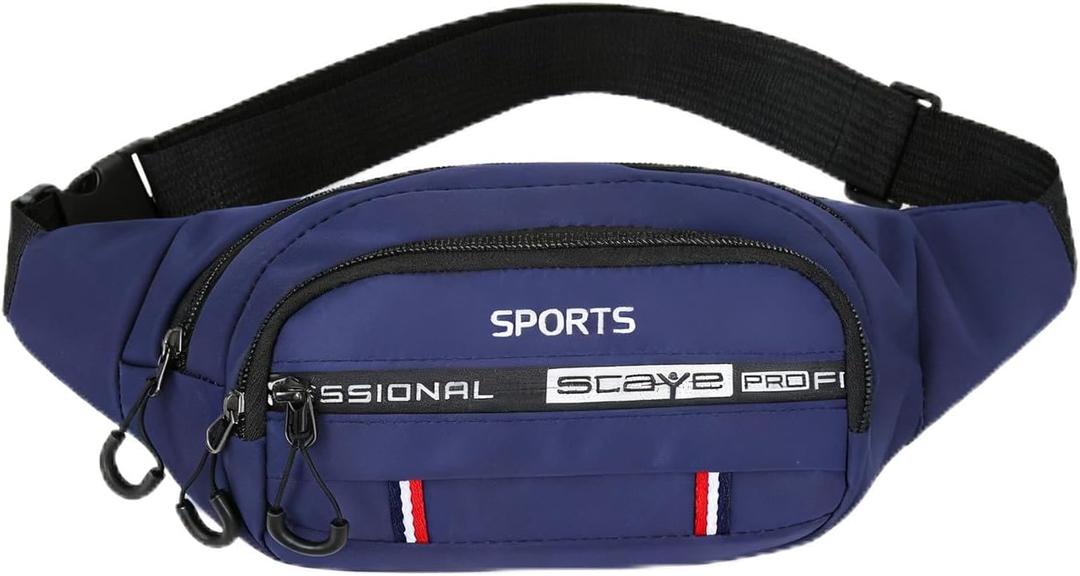 Fanny Pack for women and men, Adjustable Waist Bag with Multiple Pockets for Sports Travel Running (Blue)