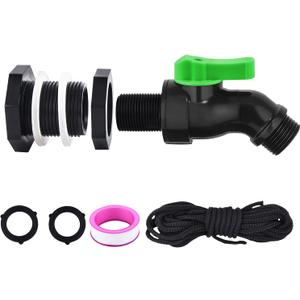 High Flow Rain Barrel Spigot Kit with Bulkhead FittingRain Barrel Drain Valve for Rain Water Barrel, Water Tanks, 55 Gallon Drum 3/4 GHT Outlet