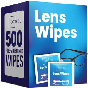 Lens Wipes for Eyeglasses - Pre-moistened Eyeglass Lens Cleaning Wipes - 500 Lens Wipes Individually Wrapped Sracth-Free Streak-Free Eye Glasses Wipes Lens Cleaner for Sunglass & Camera Lens