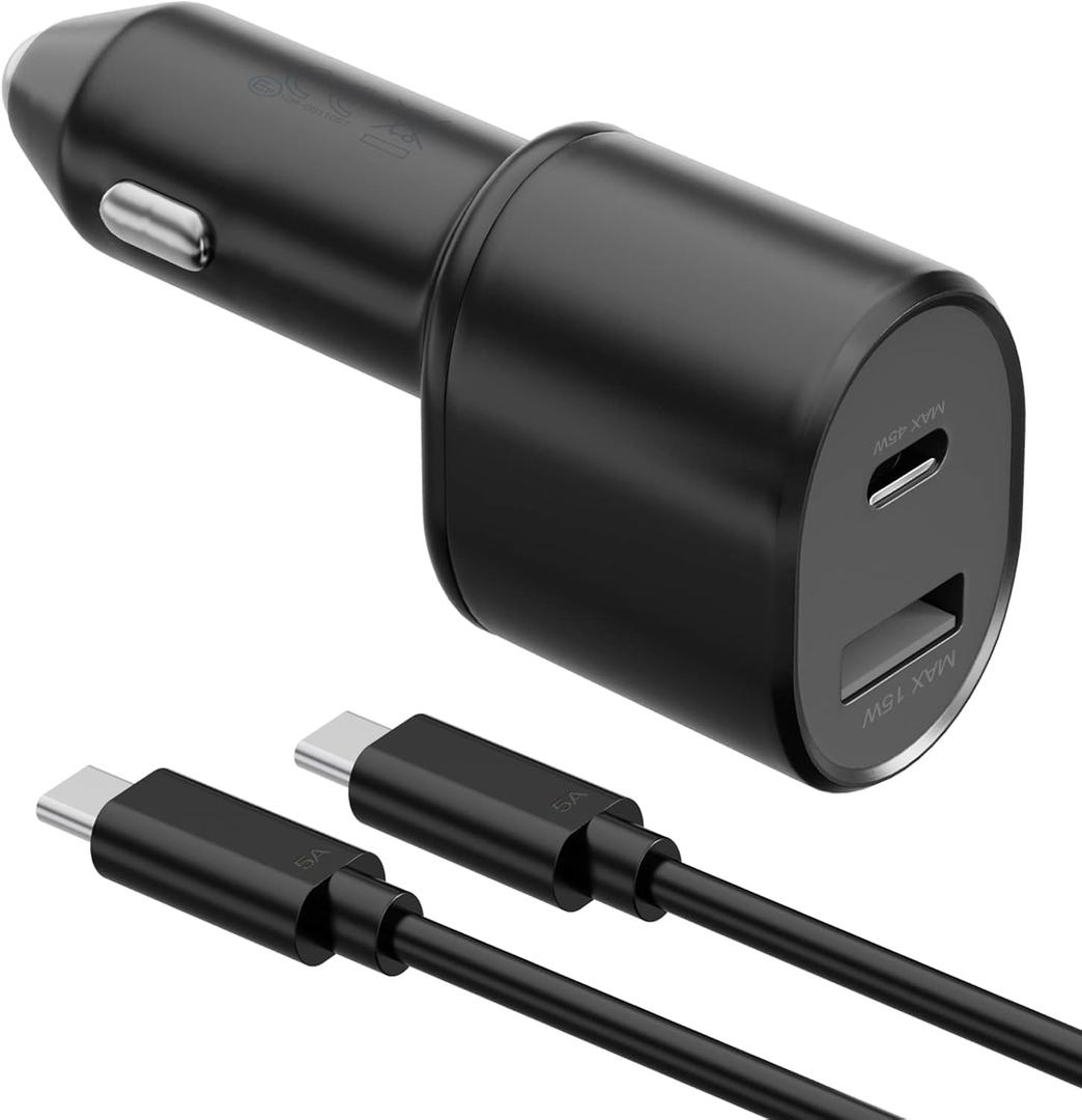 Samsung Super Fast Dual Car Charger (45W+15W) with Super Fast Charging Cable for Samsung Galaxy S25 S24 S22 S21 S20 Ultra Plus Note 10+,Pixel,Note 20,PPS Car Charger