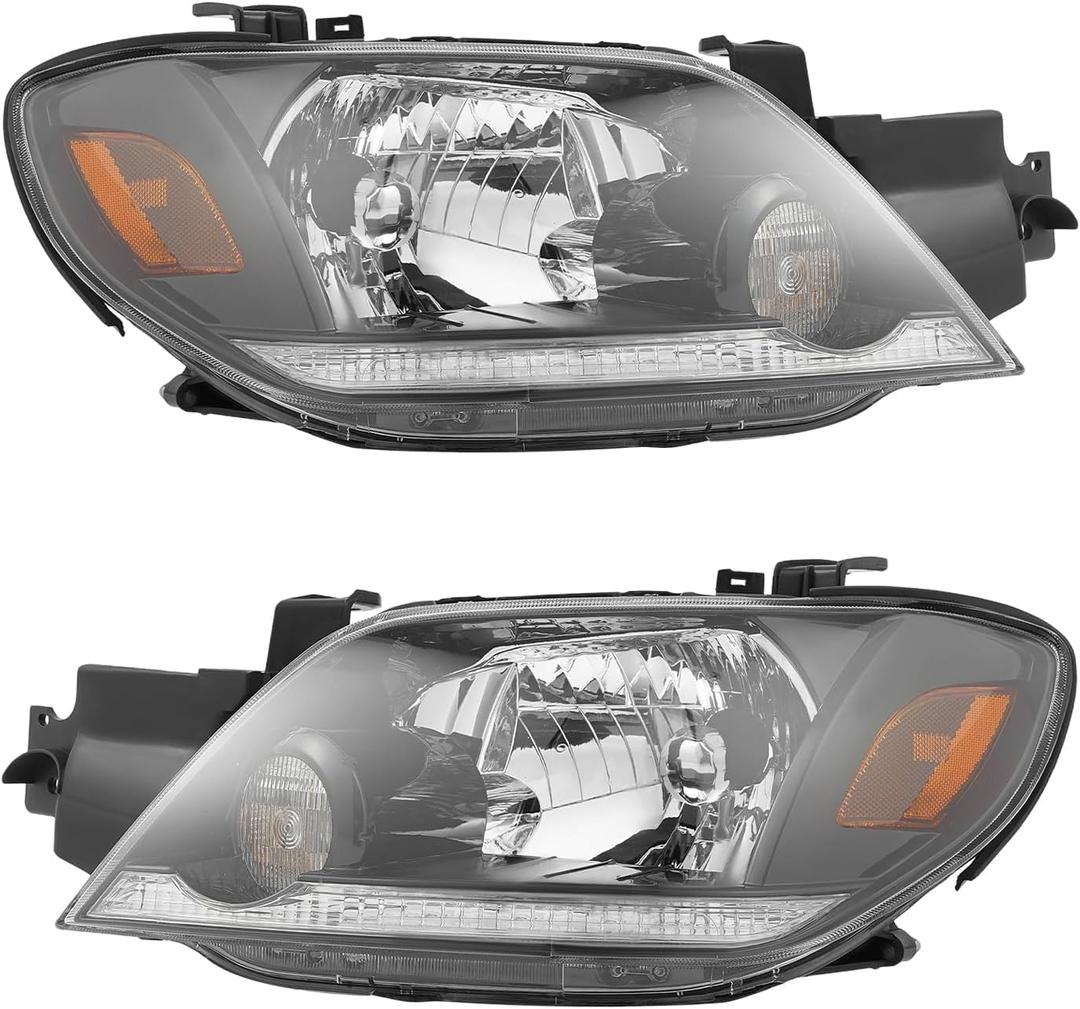 Headlight Assembly Compatible with 2003-2006 Mitsubishi Outlander LS/XLS,Halogen Headlight,Head Lights Direct Replacement,Prefect Match Original Vehicle (Left Driver Side+Right Passenger Side)