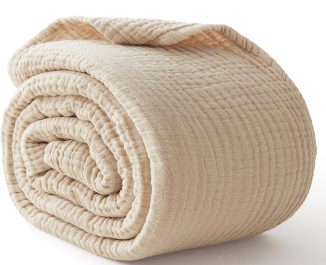 Simple&Opulence 100% Natural Linen Throw Blanket with Tassle,Decorative Boho Double Flax Blanket for Couch Sofa Bed 200"×90'', Linen