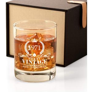 Triwol 1971 54th Birthday Gifts for Men, Vintage Whiskey Glass 54 Birthday Gifts for Dad, Son, Husband, Brother, Funny 54th Birthday Gift Present Ideas for Him, 54 Year Old Bday Party Decoration