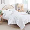 weigelia King Comforter Set 7 Pieces White Comforter Set Bed in a Bag Soft Fluffy King Size Bedding Set with Flat Sheet, Fitted Sheet, Pillow Shams, Pillowcases for All Season