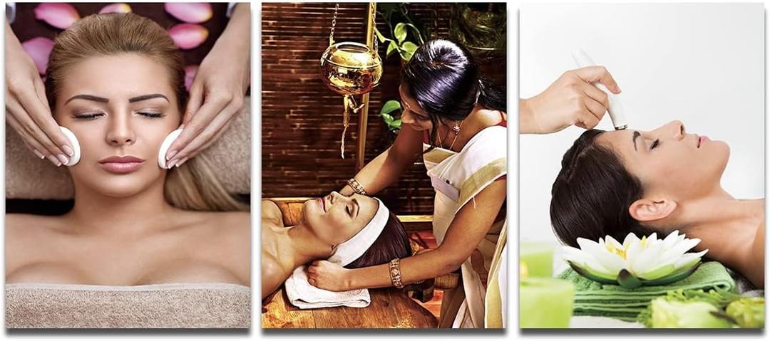 Facial Spa Massage Wall Art Skin Care Wall Decor Relaxing Spa Picture Canvas Prints Bathroom Poster Painting Framed Beauty Salon Home Living Room Decoration Ready to Hang (36''Wx16''H)