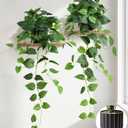 Fake Plants 2 Pcs Faux Pothos Plants Potted Indoor Artificial Hanging Plants Realistic Fake Greenery Table Desk Bathroom Office Bedroom Living Room Shelf Modern Farmhouse Decor Indoor