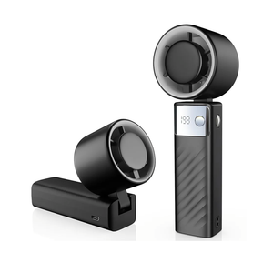 Portable Handheld Turbo Fan - Foldable Mini Fan with Air Turbo Tech, 1-199 Speed Adjustment, 20H Runtime, LED Display, Battery-Powered for Indoor/Outdoor Use, Dark Black