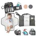 Portable Diaper Changing Pad for Baby Foldable Waterproof Mat Travel Diaper Changing Station Baby Essentials Gifts for Baby Shower Newborn Girls and Boys Baby Stuff by WuBees (Premium, Grey)