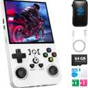 R36 Max Retro Gaming Console, Retro Handheld Console 4.0'' Screen Linux System, 64G TF Card, 4000mAh Rechargeable Portable Pocket Arcade, White