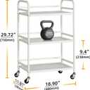 HDANI 3 Tier Rolling Cart,Heavy Duty Multifunctional Metal Frame-Supports 22 Lbs Per Tier,Rolling Cart with 2 Lockable Wheels for Office,Home,Bedroom,Kitchen,Bathroom (White), Small Mesh