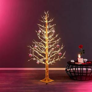 4ft Lighted Gold Christmas Tree with 650 Led Fairy Lights, Twinkle Light Christmas Birch Alpine Tree with IP44 Waterproof for Halloween Fall Indoor Outdoor Winter Christmas Decorations,Plug-In