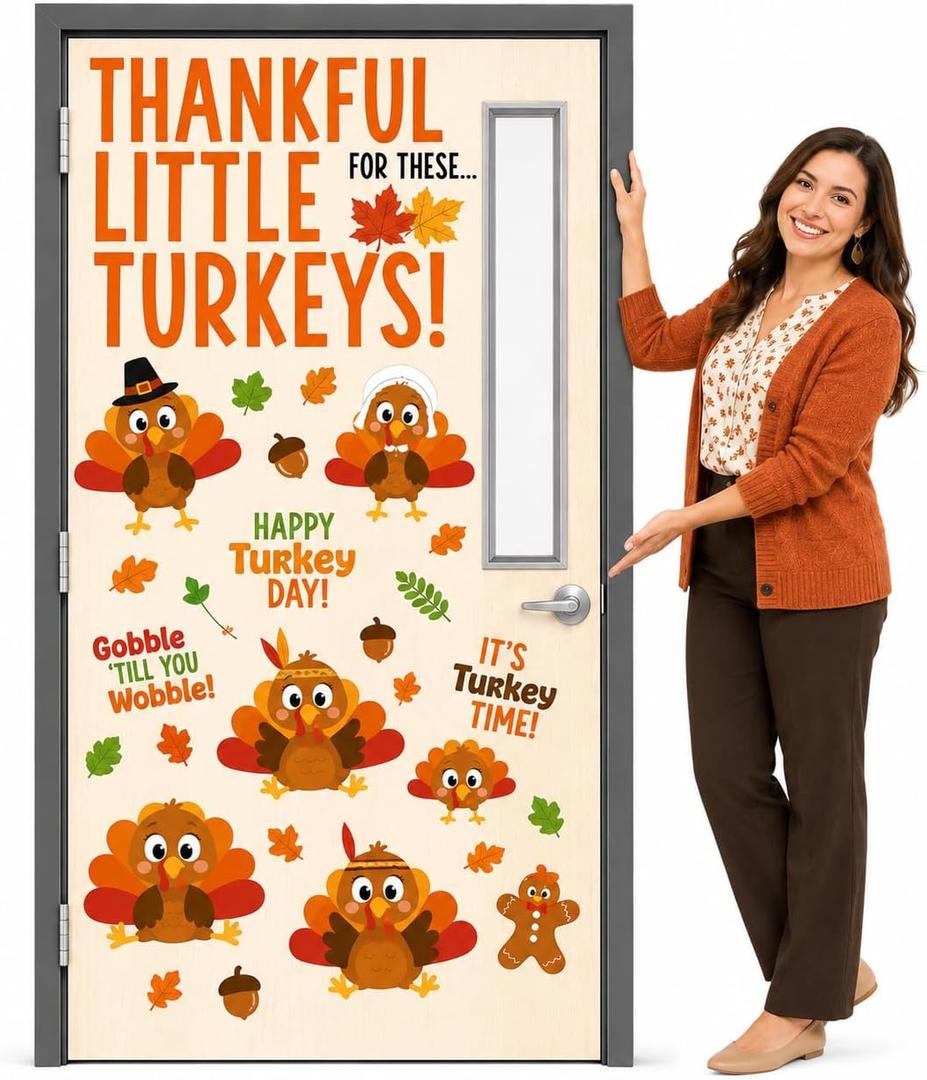 Hello Hallway Classroom Door Decorations for Teachers, Thanksgiving | Reusable Peel & Stick Door & Whiteboard Decor Kit | Preschool Pre-K Kindergarten Classroom Wall Decor