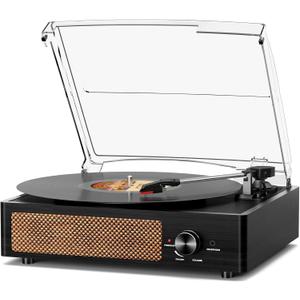 Vinyl Record Player Turntable with Built-in Bluetooth Receiver & 2 Stereo Speakers, 3 Speed 3 Size Portable Retro Record Player for Entertainment and Home Decoration